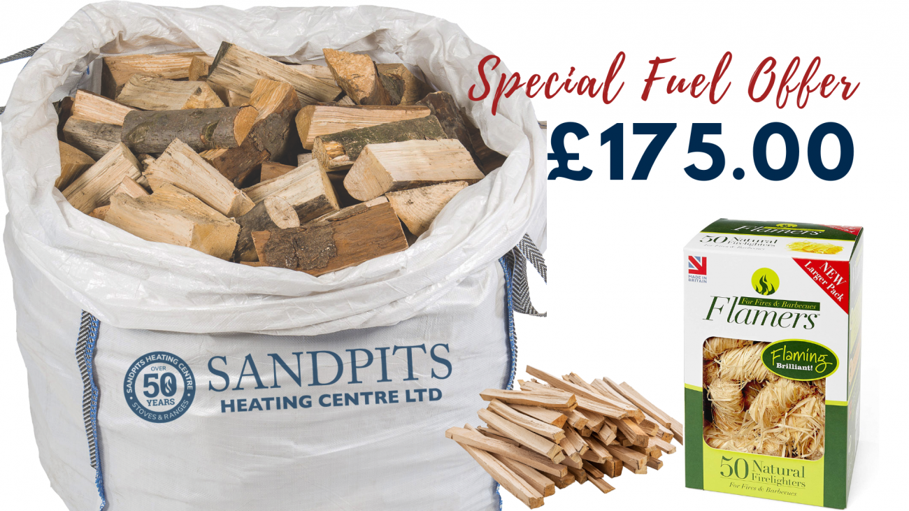 Dumpy Bag of Kiln Dried Logs, Sack of Kindling & 50 Flamers for £175