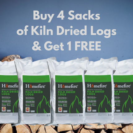 Buy 4 Sacks of Kiln Dried Logs and get 1 FREE